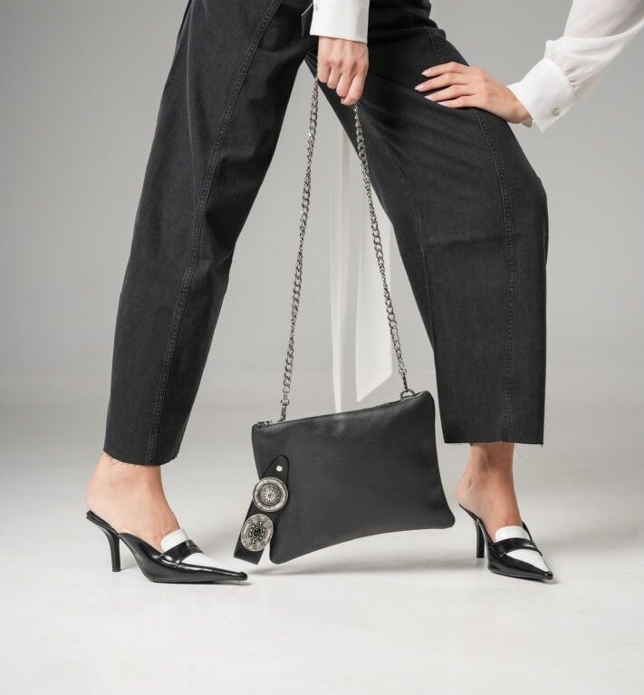 NARISSA STORM – Χειροποίητη Δερμάτινη Τσάντα Διπλής Χρήσης (Μαύρη)